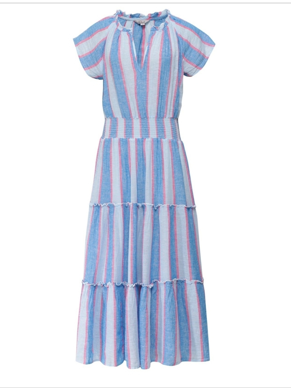 RAILS AMELIA STRIPES KONA DRESS TIERED V NECK SMOCKED WAISTBAND SIZE SMALL